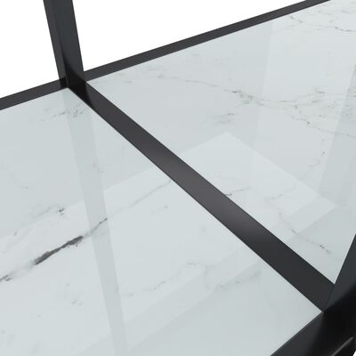 vidaXL Konzolna mizica bela 220x35x75,5 cm kaljeno steklo