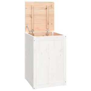 vidaXL Zaboj za perilo bel 44x44x76 cm trdna borovina