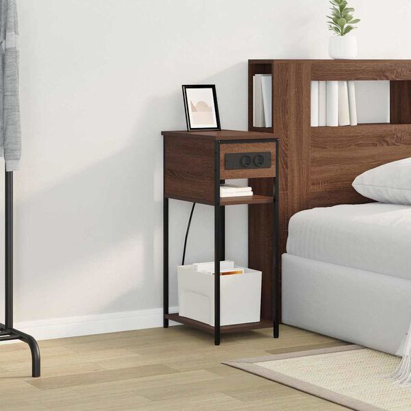 vidaXL Nočna omarica Rjav hrast 41 x 28 x 76 cm Konstruiran les