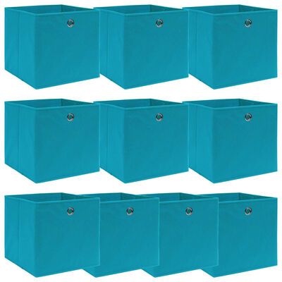 vidaXL Škatle za shranjevanje 10 kosov baby modre 32x32x32 cm blago