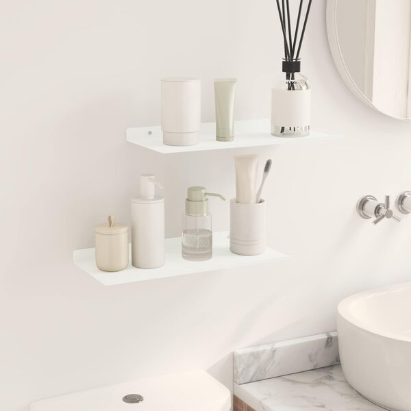 vidaXL Ležeča polica 2 pcs Bela 40 x 18 x 2,5 cm Jeklo