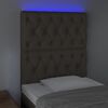 vidaXL LED posteljno vzglavje taupe 80x7x118/128 cm blago