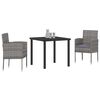 vidaXL Komplet za jedilnico v vrtu z blazino 3 pcs Siva poli ratan