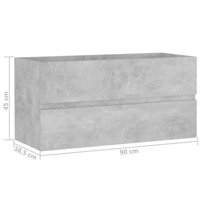 vidaXL Omarica za umivalnik betonsko siva 90x38,5x45 cm iverna plošča