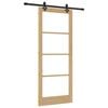 vidaXL Drsna vrata Naravna 86 x 211 cm Trden borov les in steklo
