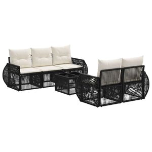 vidaXL Vrtna sedežna garnitura 6 kos Črna 55 x 55 x 37 cm poli ratan