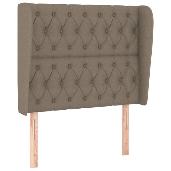 vidaXL Vzglavje z u&scaron;esi taupe 103x23x118/128 cm blago