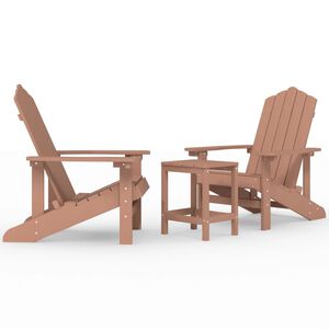 vidaXL Vrtna stola Adirondack z mizico HDPE rjava