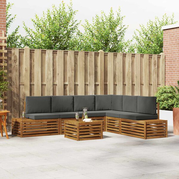 vidaXL Zunanja garnitura za sedenje 7 Kos Naravna in antracitna