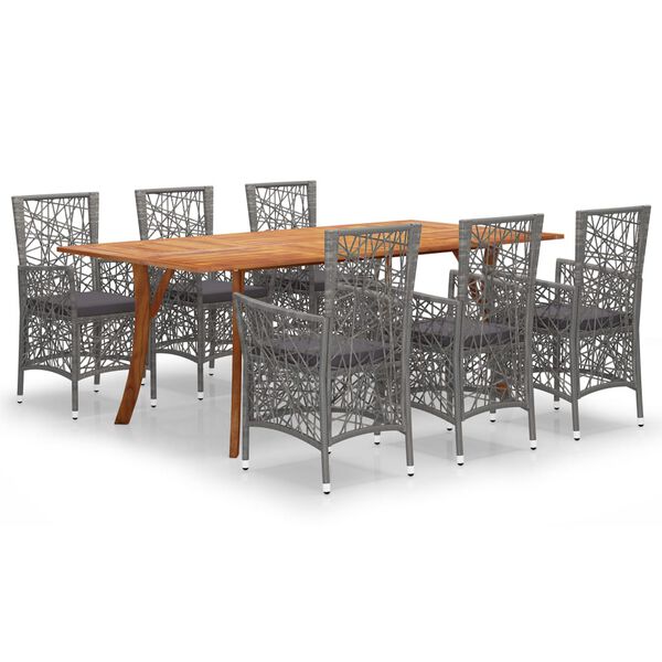 vidaXL Vrtna jedilna garnitura 7-delna siva