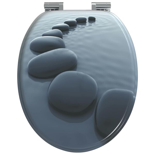 vidaXL Toaletni pokrov s tiho zaporo Siva 44 x 38 cm MDF plo&scaron;ča