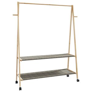 vidaXL Stojalo za oblačila s policami n kolesi 132x45,5x155,5cm Bambus
