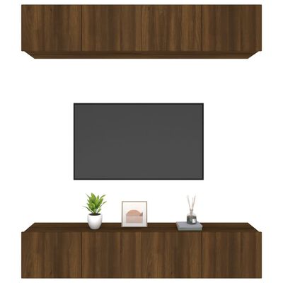vidaXL TV omarica 4 kosi rjavi hrast 80x30x30 inženirski les