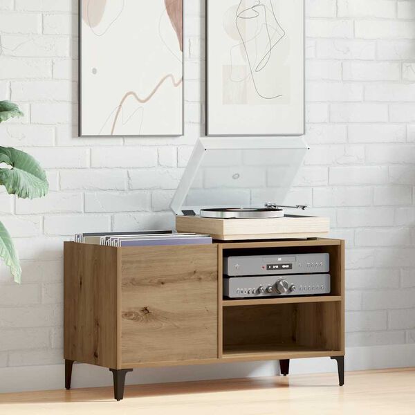 vidaXL Omarica za gramofonske plo&scaron;če artisan hrast 84,5x38x48 cm