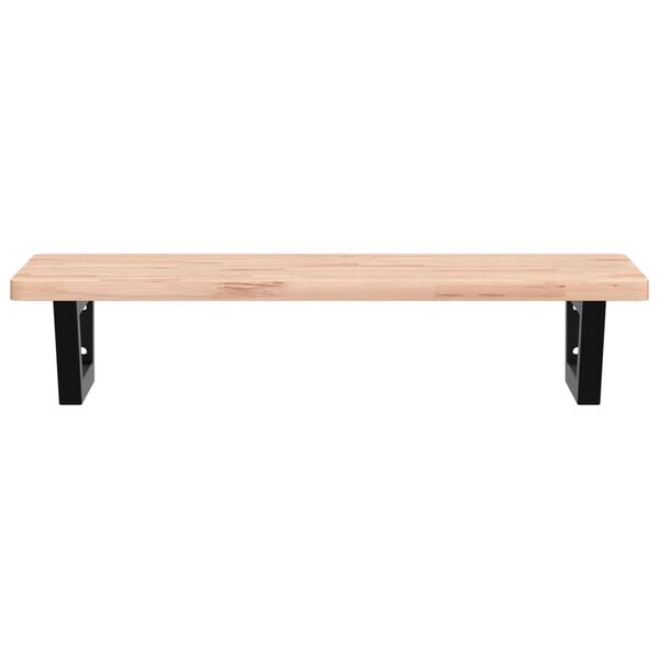 vidaXL Stenska polica za umivalnik jeklo in trdna bukovina