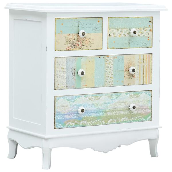 vidaXL Komoda s 4 predali bela 65,5x35x68 cm mediapan