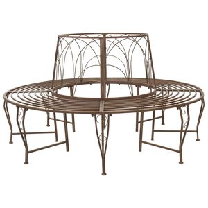 vidaXL Banka Dreves 8-&Scaron;tevilo sedežev &Oslash; 160 x 89 cm Jeklo Antik Rjava