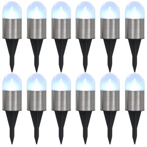vidaXL Solarne talne svetilke 12 kosov LED bele