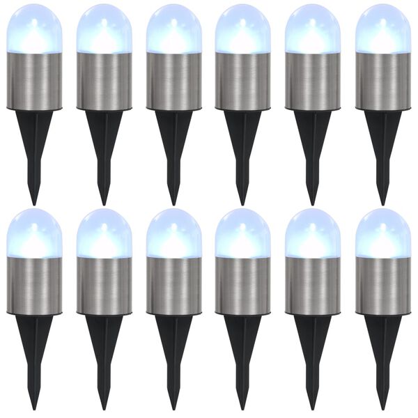 vidaXL Solarne talne svetilke 12 kosov LED bele