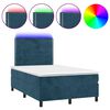 vidaXL Box spring postelja z vzmetnico LED temno modra 120x200cm žamet