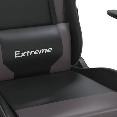 vidaXL Gaming stol črno in siva umetno usnje