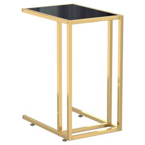 vidaXL Računalni&scaron;ka stranska mizica črna 50x35x65 cm kaljeno steklo