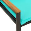 vidaXL klop z blazino Črna in turkizna 115 x 65 x 72 cm Ratan
