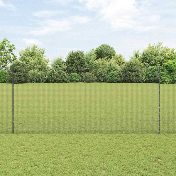 vidaXL Ograja s stebrom Siva 1,4 x 25 m Jeklo in PVC