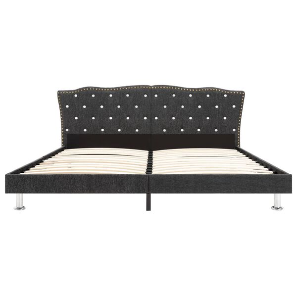 vidaXL Postelja z vzmetnico temno sivo blago 160x200 cm