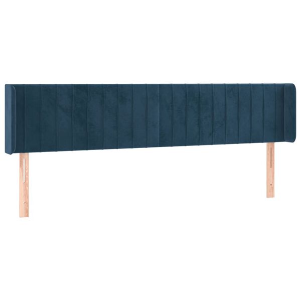 vidaXL Vzglavje z u&scaron;esi temno modro 183x16x78/88 cm žamet