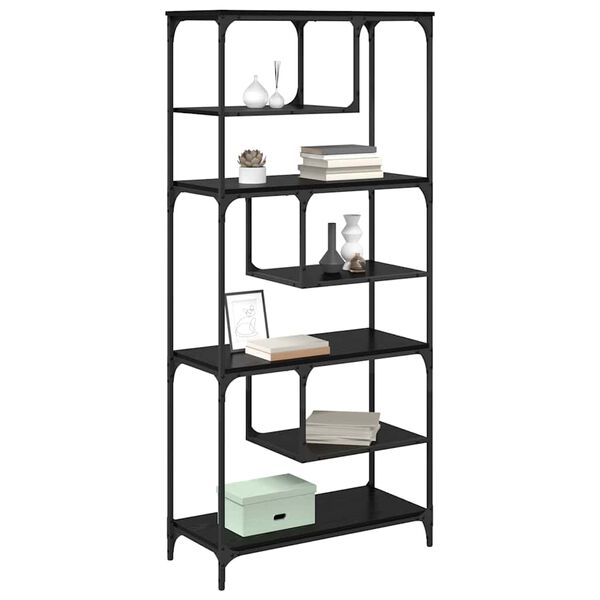 vidaXL Knjižna omara Črni hrast 81 x 36 x 176 cm Konstruiran les