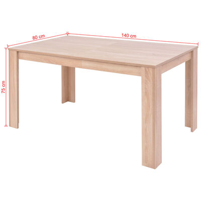 vidaXL Jedilna miza in stoli 7 delni komplet umetno usnje hrast krem