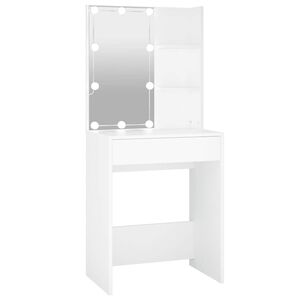 vidaXL Toaletna mizica z LED lučkami bela 60x40x140 cm