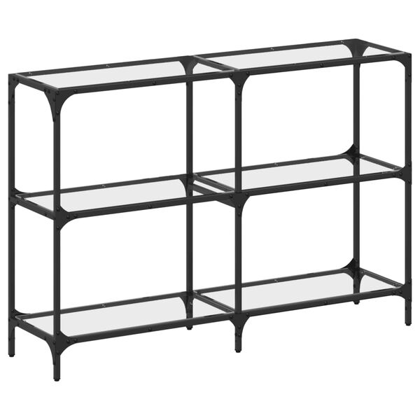 vidaXL Konzolna mizica s stekleno povr&scaron;ino 118,5x30x81 cm jeklo