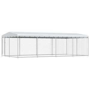 vidaXL Zunanji pasji boks s streho 7,6x3,8x2,3 m