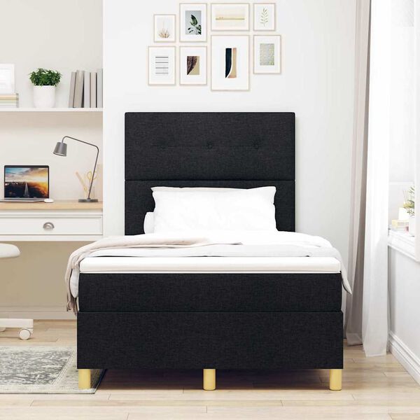 vidaXL Postelja z vzmetnico z vzmetnico Črna 120 x 190 cm blago