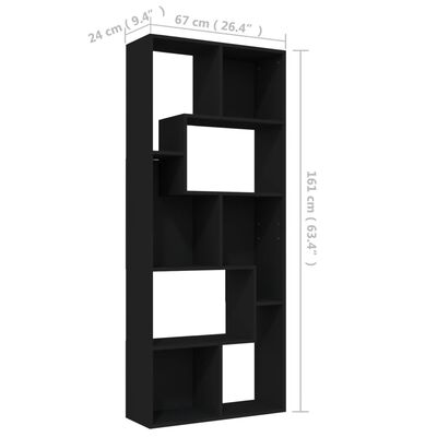 vidaXL Knjižna omara črna 67x24x161 cm iverna plošča