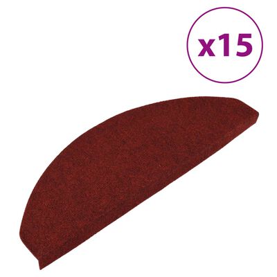 vidaXL Samolepilne preproge za stopnice 15 kosov 65x22,5x3,5 cm rdeče