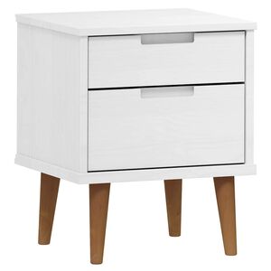vidaXL Nočna omarica MOLDE bela 40x35x48 cm trdna borovina