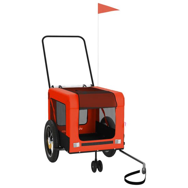 vidaXL Kolesarska prikolica za hi&scaron;ne ljubljenčke oranžna in črna