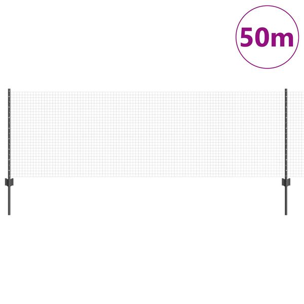 vidaXL Ograja s stebrom Siva 0,8 x 50 m Jeklo in PVC