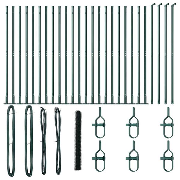 vidaXL Steber ograje. Zelena 50 x 1,4 m (36 mm mreža) Jeklo in PVC