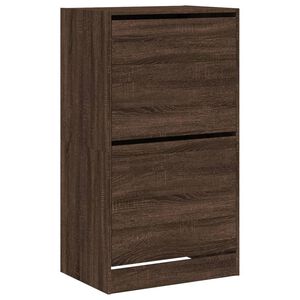 vidaXL Omarica za čevlje z 2 predaloma rjavi hrast 60x42x108 cm