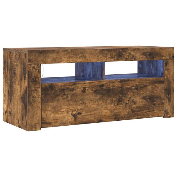 vidaXL TV omarica z LED lučkami dimljeni hrast 90x35x40 cm