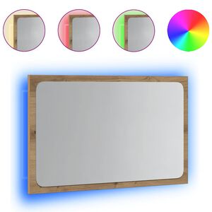 vidaXL Kopalni&scaron;ka omarica z ogledalom z LED artisan hrast 60x8,5x38 cm