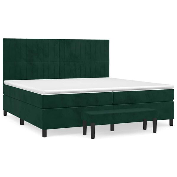 vidaXL Box spring postelja z vzmetnico temno zelena 200x200 cm žamet