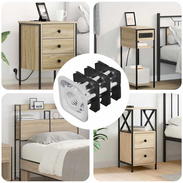 vidaXL Navojni cevni vstavek 12 pcs Črna in srebrna Cinkana jeklena