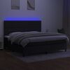 vidaXL Box spring postelja z vzmetnico LED črna 200x200 cm blago