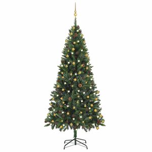 vidaXL Umetna osvetljena novoletna jelka z bunkicami zelena 210 cm