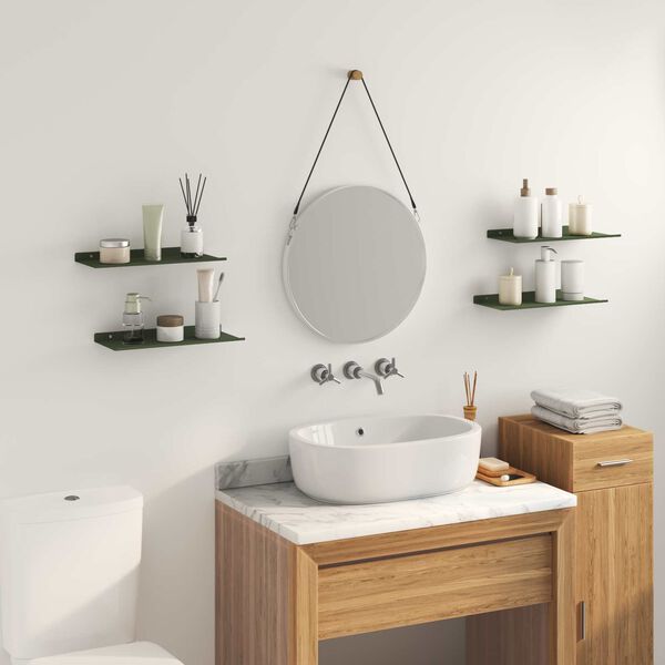 vidaXL Ležeča polica 4 pcs Oljčno zelena 40 x 18 x 2,5 cm Jeklo